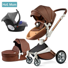 Load image into Gallery viewer, Hot Mom Baby Stroller 3 in 1 travel system with bassinet and car seat 360° Rotation Function,Luxury Pram F023