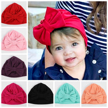 Load image into Gallery viewer, Cute Cotton Blend Hair Bow Knot Kids Baby Infant Turban Hat Big Ear Knot Toddler Beanie Caps Headwraps Birthday Gift Photo Props